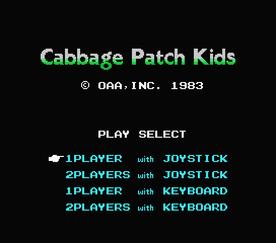 Cabbage Patch Kids title screen for MSX